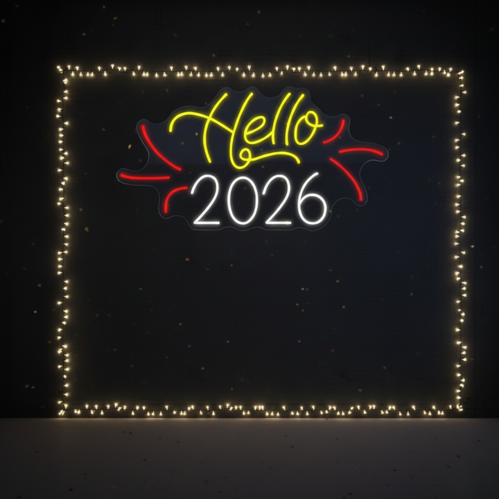 Hello 2026 LED Neon Sign by LEDNeons – New Year Party LED Wall Light Décor