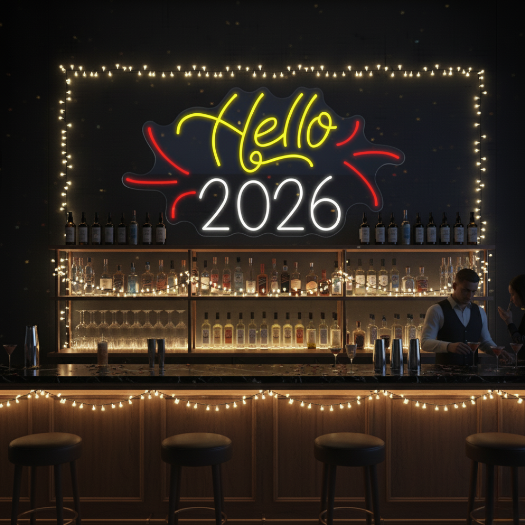 Hello 2026 LED Neon Sign by LEDNeons – New Year Party LED Wall Light Décor