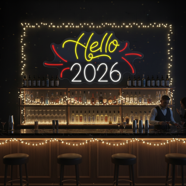 Hello 2026 LED Neon Sign by LEDNeons – New Year Party LED Wall Light Décor