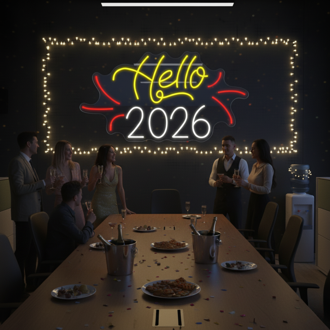 Hello 2026 LED Neon Sign by LEDNeons – New Year Party LED Wall Light Décor