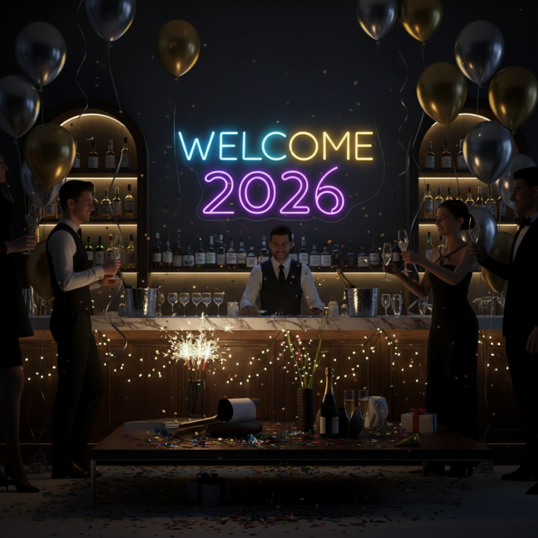Hello 2026 LED Neon Sign by LEDNeons – New Year Party LED Wall Light Décor