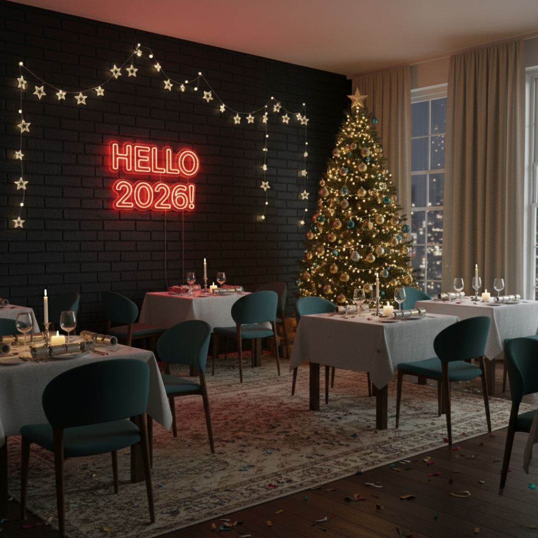 Hello 2026 Neon Sign by LEDNeons glowing in multicolor lights for New Year home and party décor
