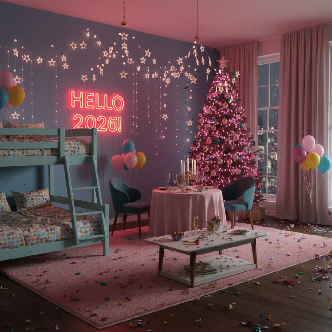 Hello 2026 Neon Sign by LEDNeons glowing in multicolor lights for New Year home and party décor