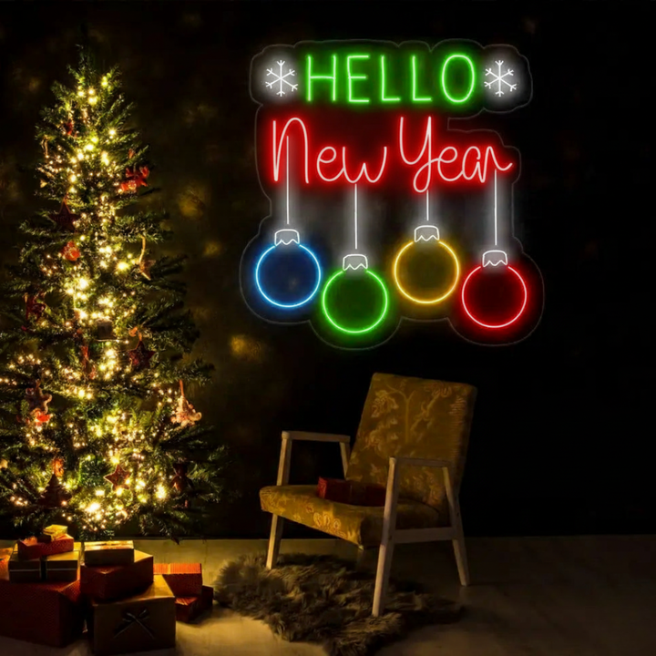 Hello New Year Neon Sign by LEDNeons – Festive LED Wall Light for 2026 Celebrations