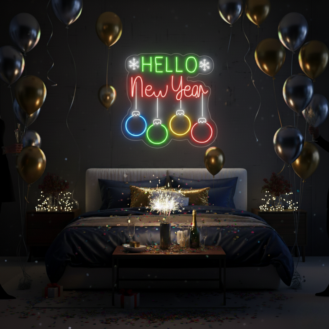 Hello New Year Neon Sign by LEDNeons – Festive LED Wall Light for 2026 Celebrations