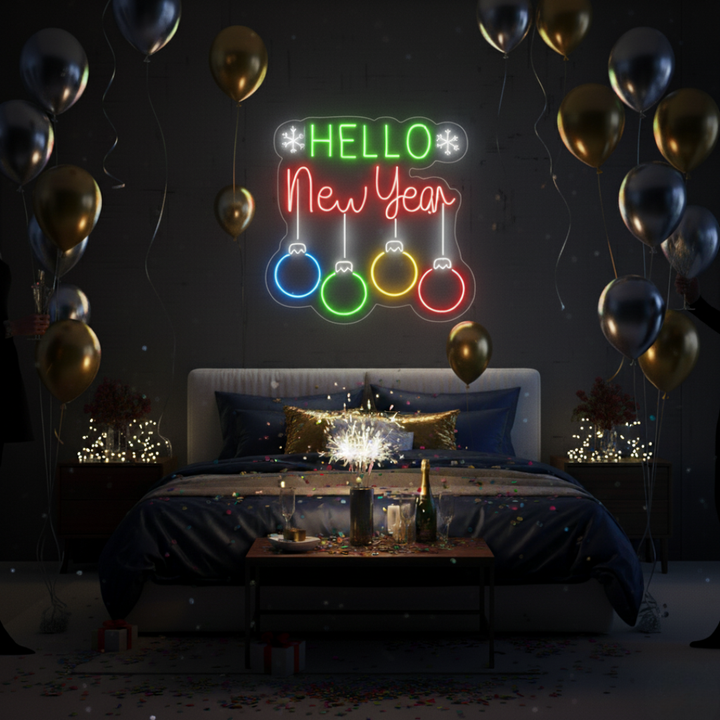 Hello New Year Neon Sign by LEDNeons – Festive LED Wall Light for 2026 Celebrations