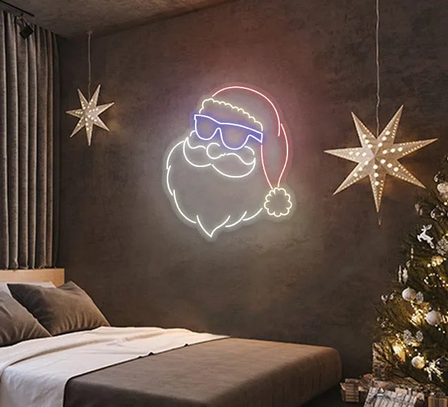 Hipster Santa Neon Sign by LEDNeons - Bedroom Plain Wall