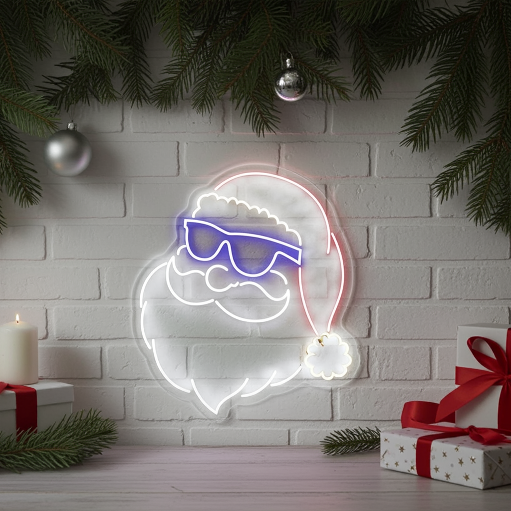 Hipster Santa Neon Sign by LEDNeons - Brick wall 