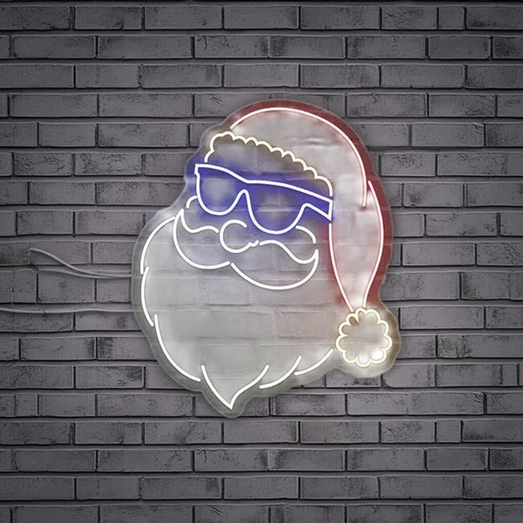 Hipster Santa Neon Sign by LEDNeons - Brick wall 