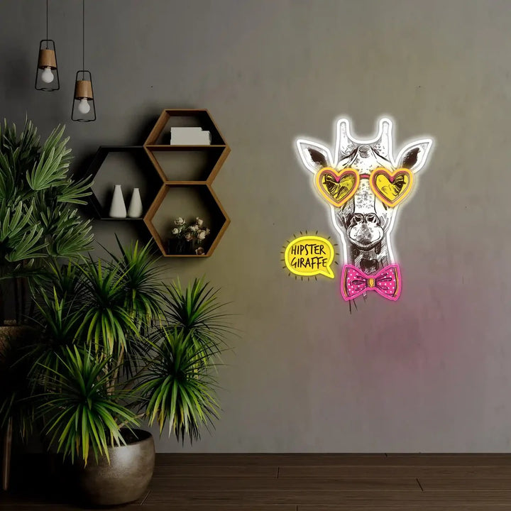 Hipster UV Light Neon Artwork by LEDNeons — a trendy neon design featuring a stylish hipster character 