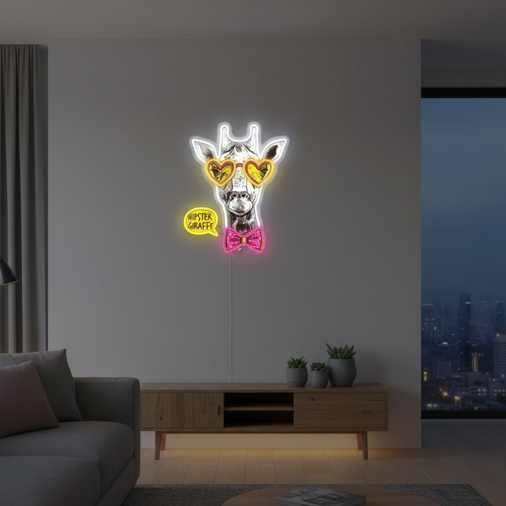 Hipster UV Light Neon Artwork by LEDNeons — a trendy neon design featuring a stylish hipster character 