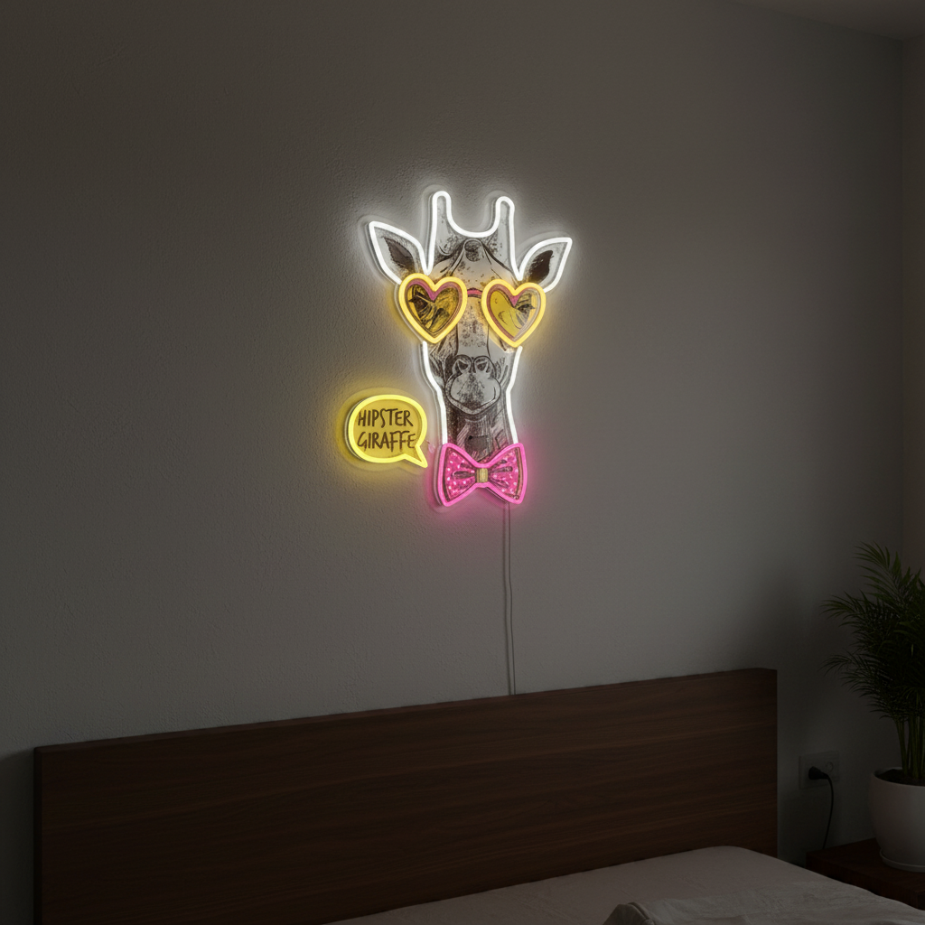 Hipster UV Light Neon Artwork by LEDNeons — a trendy neon design featuring a stylish hipster character 