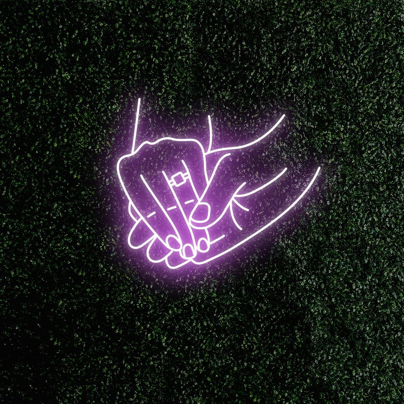 Holding Hands With Ring Wedding LED Neon Sign by LEDNeons -  purple 