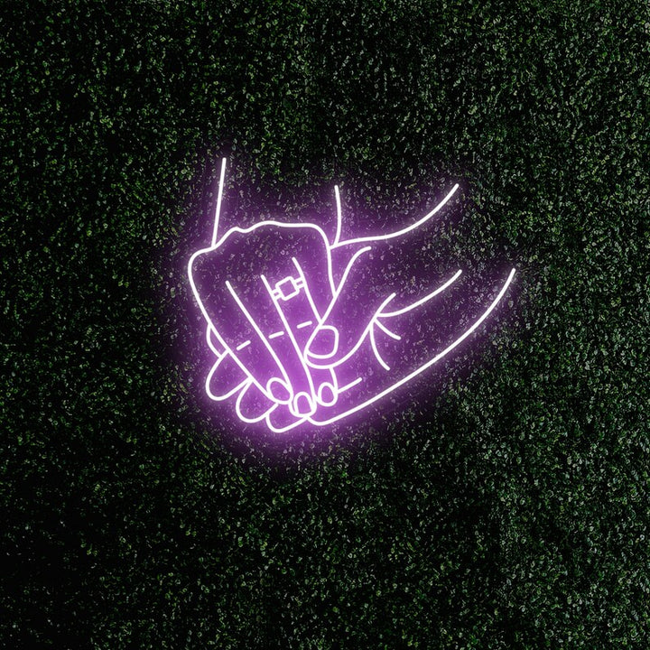 Holding Hands With Ring Wedding LED Neon Sign by LEDNeons -  purple 