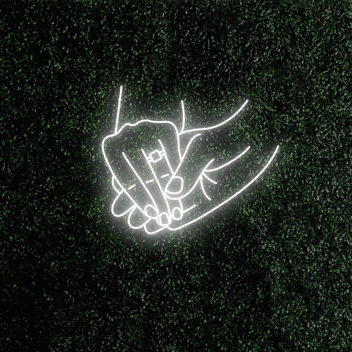 Holding Hands With Ring Wedding LED Neon Sign by LEDNeons. -  Cool White