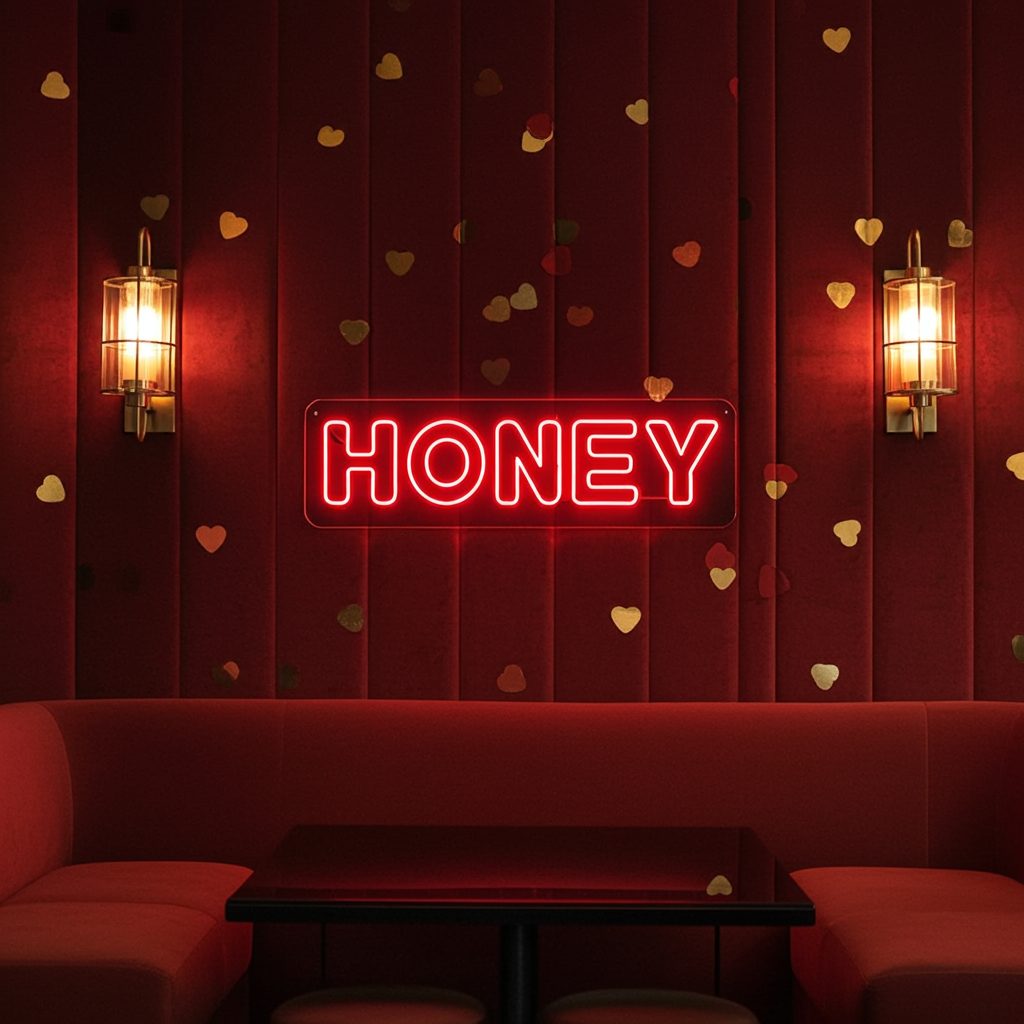 Honey Valentine's Day LED Neon Sign for Romantic Decor by LEDNeons - creating a cozy and romantic Valentine’s ambiance.