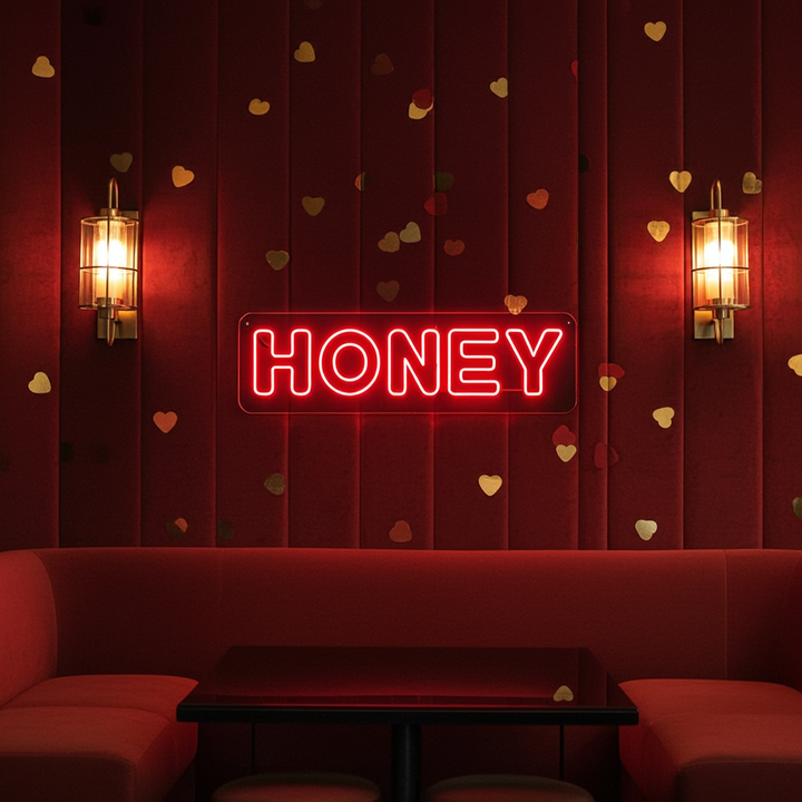 Honey Valentine's Day LED Neon Sign for Romantic Decor by LEDNeons - creating a cozy and romantic Valentine’s ambiance.