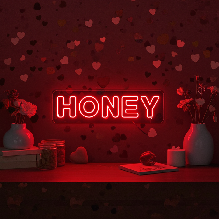 Honey Valentine's Day LED Neon Sign for Romantic Decor by LEDNeons - creating a cozy and romantic Valentine’s ambiance.