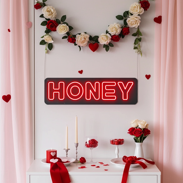 Honey Valentine's Day LED Neon Sign for Romantic Decor by LEDNeons - creating a cozy and romantic Valentine’s ambiance.