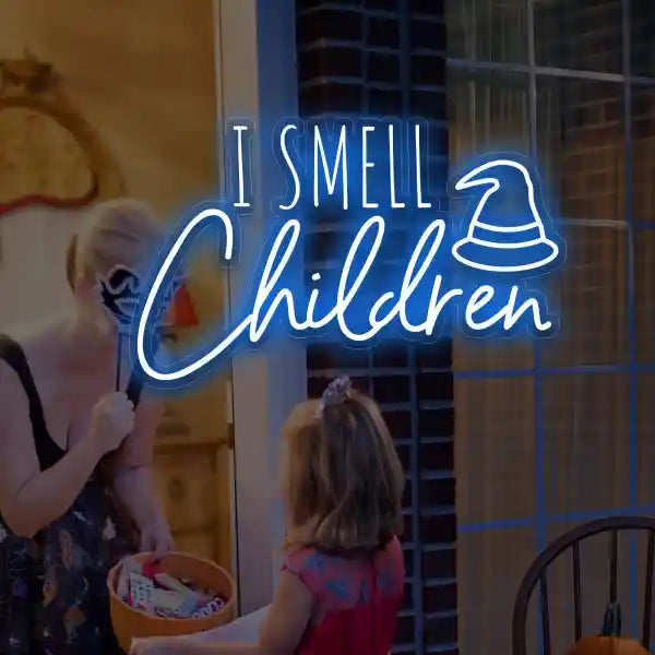 I Smell Children Halloween LED Neon Sign by LEDNeons - ideal for Halloween parties and haunted house decor.