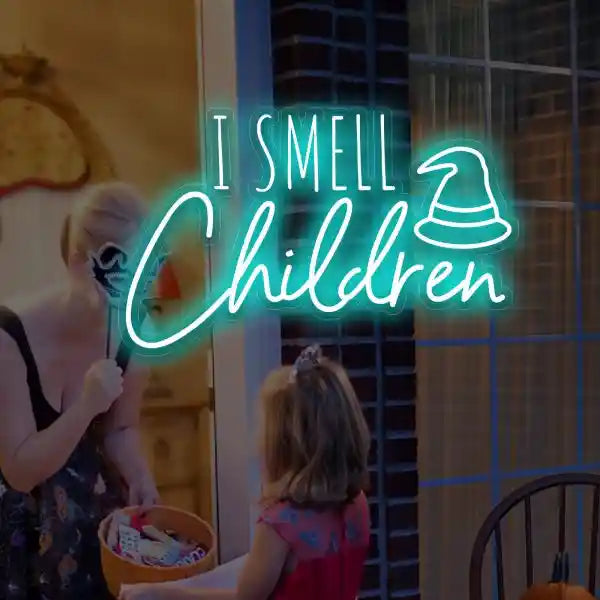 I Smell Children Halloween LED Neon Sign by LEDNeons - ideal for Halloween parties and haunted house decor.
