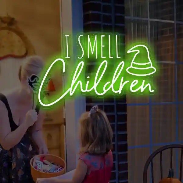I Smell Children Halloween LED Neon Sign by LEDNeons - ideal for Halloween parties and haunted house decor.