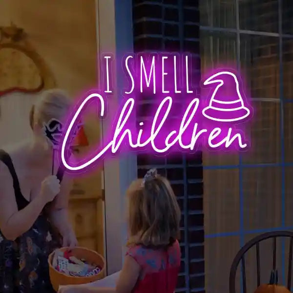 I Smell Children Halloween LED Neon Sign by LEDNeons - ideal for Halloween parties and haunted house decor.