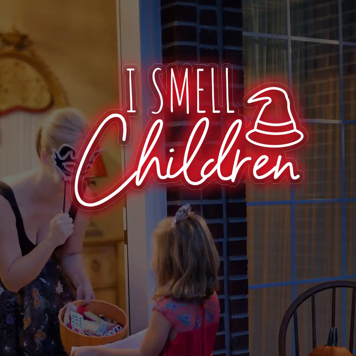 I Smell Children Halloween LED Neon Sign by LEDNeons - ideal for Halloween parties and haunted house decor.