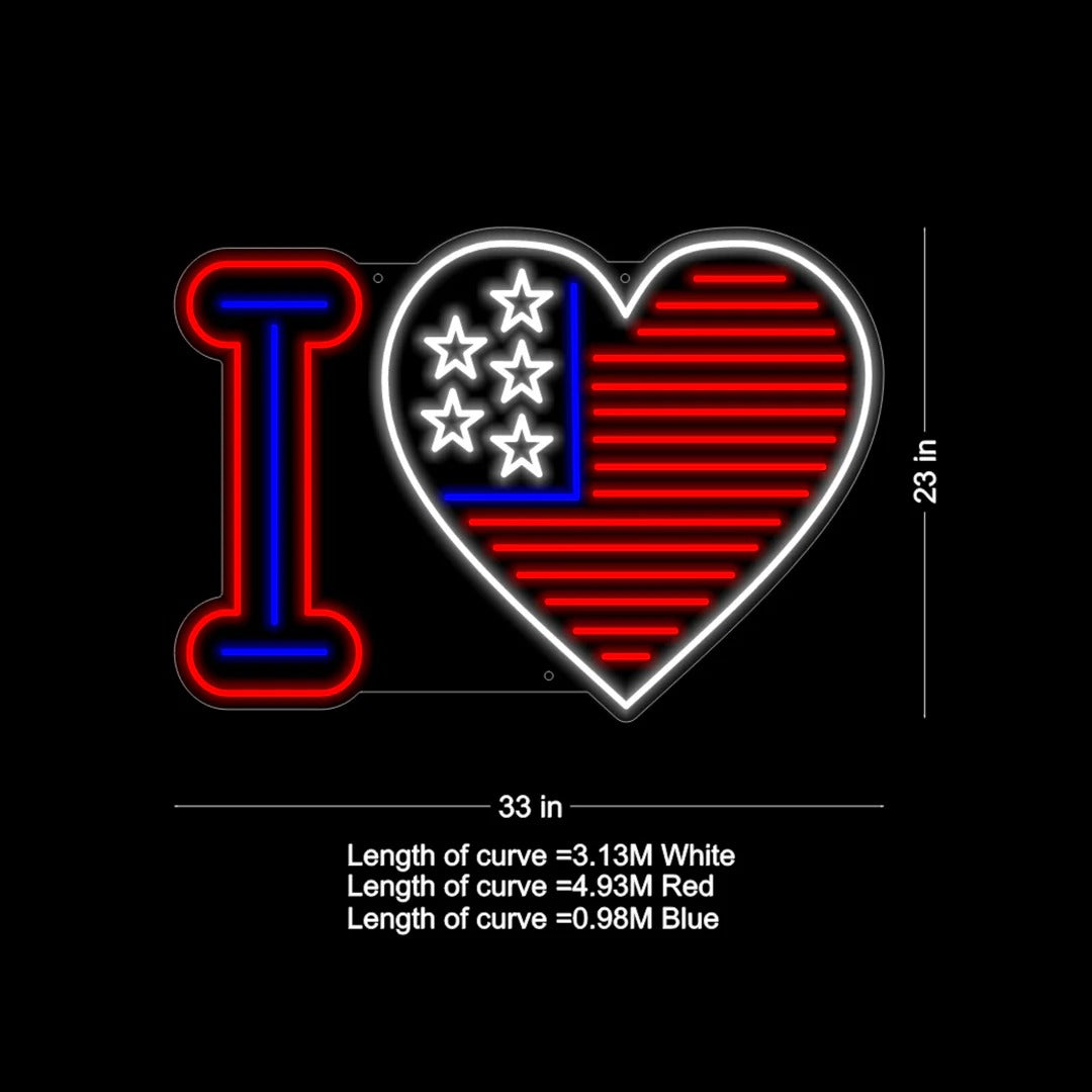  I Love USA LED Neon Sign by LEDNeons - Large