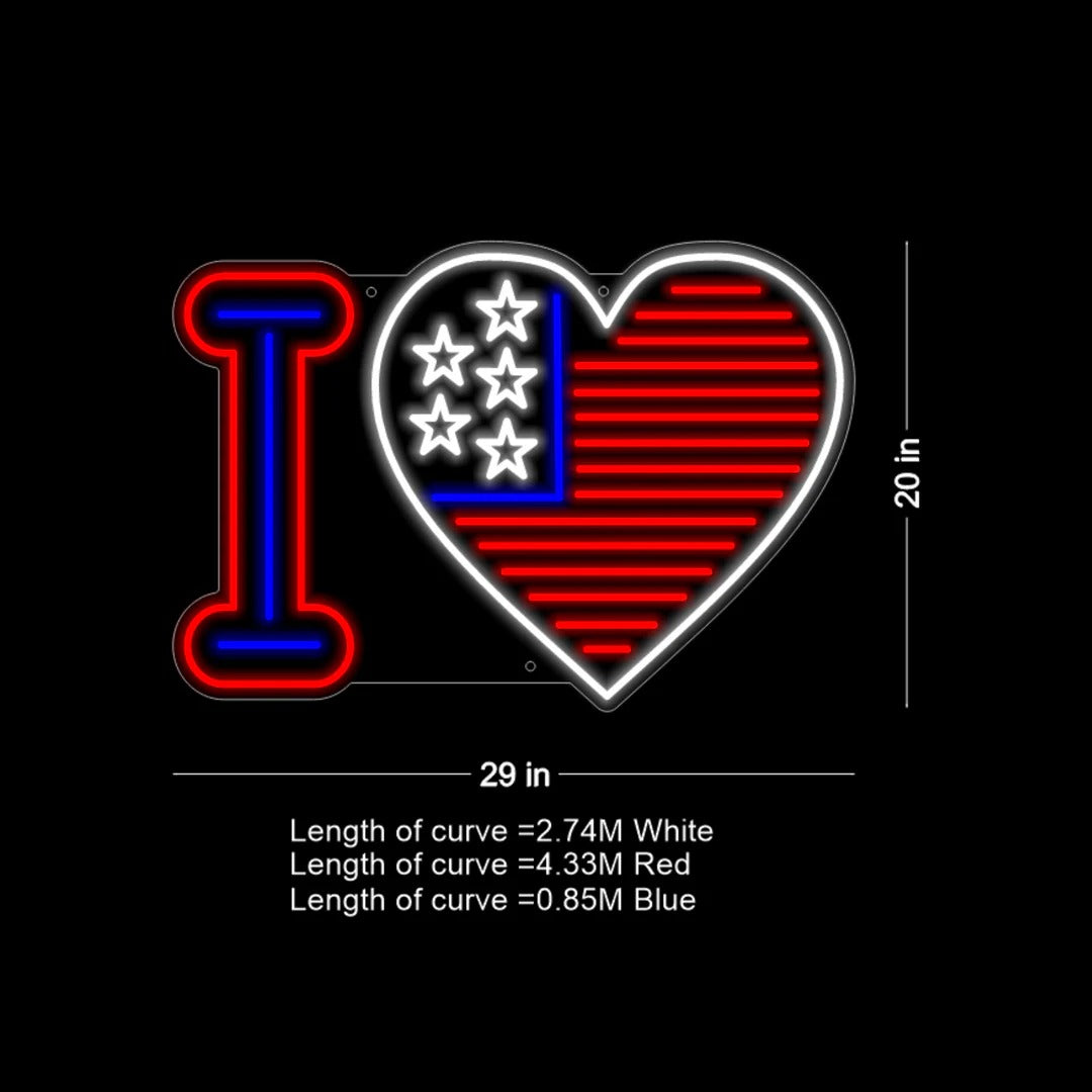  I Love USA LED Neon Sign by LEDNeons - Medium