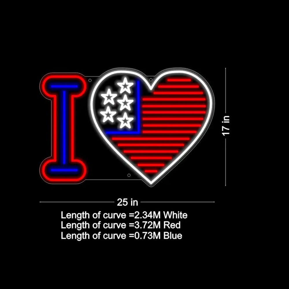  I Love USA LED Neon Sign For Home by LEDNeons - Small