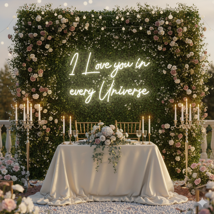 I Love You In Every Universe Wedding LED Neon Sign by LEDNeons - Outdoor 