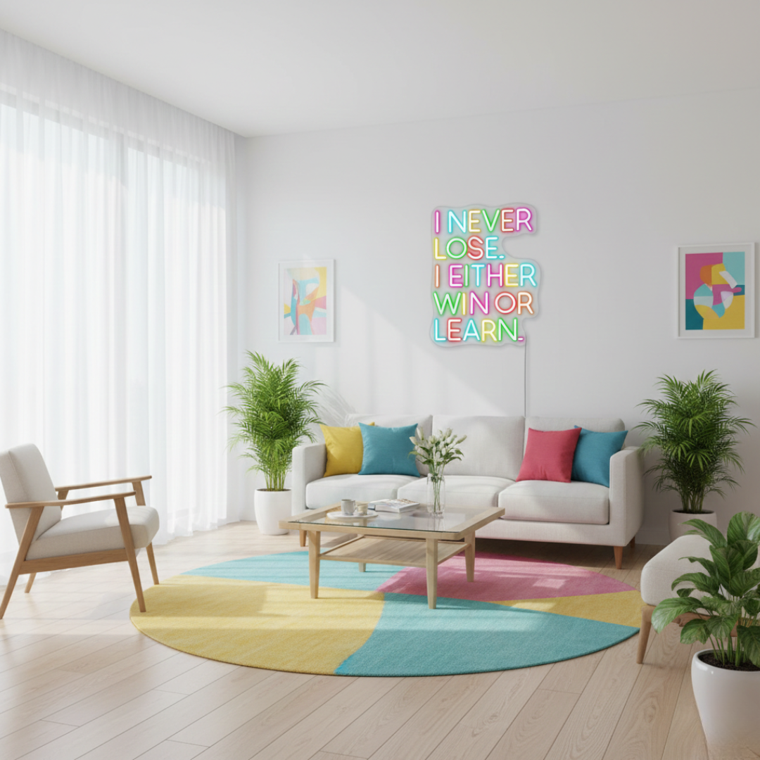 I Never Lose I Either Win Or Learn motivational LED Neon Sign by LEDNeons 