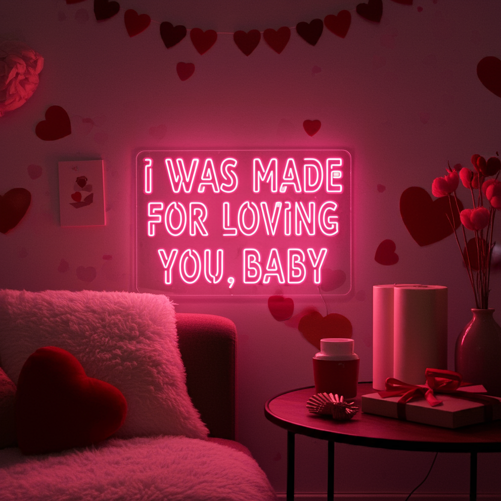 I Was Made For Loving You Baby Neon Sign by LEDNeons - Celebrate the Valentine's day with this glowing Lovely Neon Sign 