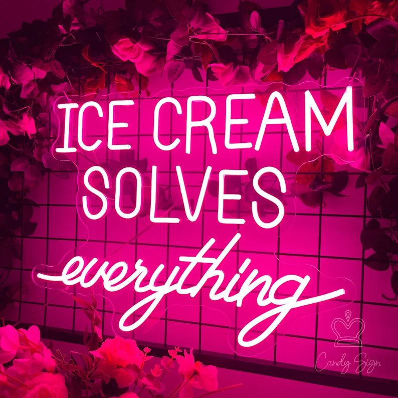 Ice Cream Solves Everything Neon Sign  by LEDNeons 