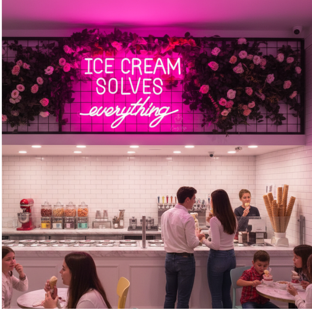 Ice Cream Solves Everything Neon Sign  by LEDNeons 