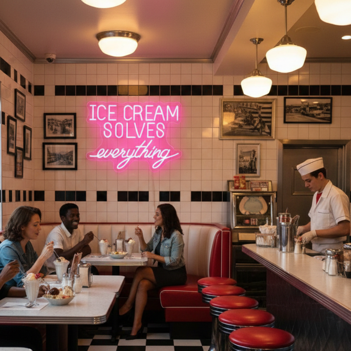 Ice Cream Solves Everything Neon Sign  by LEDNeons 