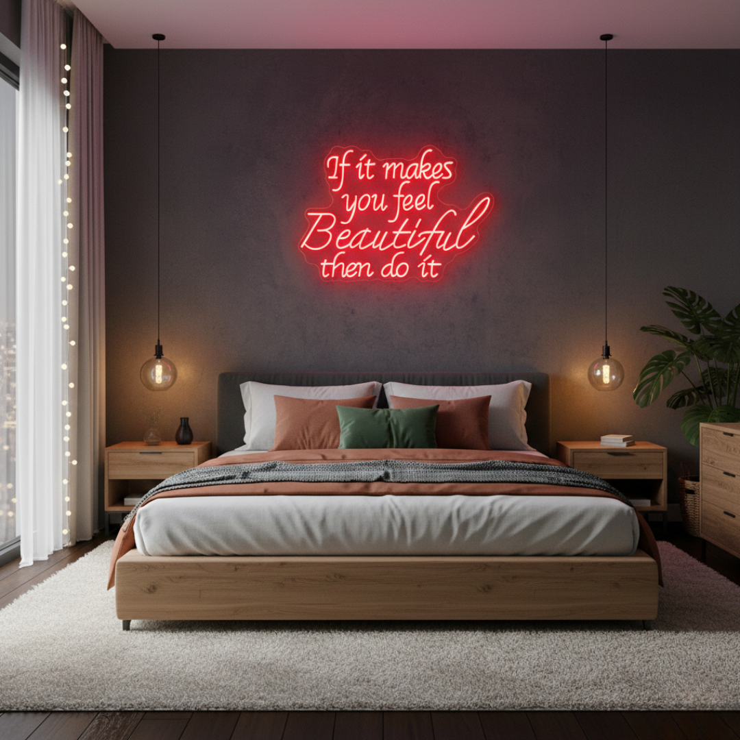 If It Makes You Beautiful Then Do It Motivational LED Neon Sign by LEDNeons – empowering self-love wall décor for home, salon, or studio.