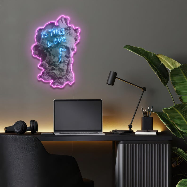 Is This Love UV Art LED Neon Sign by LEDNeons - a romantic neon artwork glowing under UV light