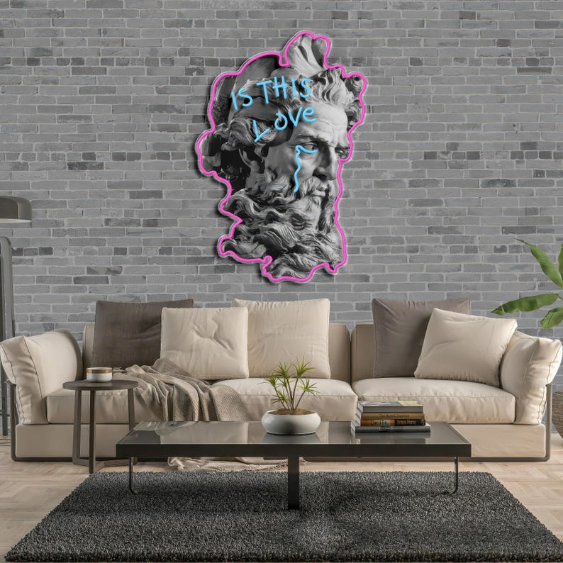 Is This Love UV Art LED Neon Sign by LEDNeons - a romantic neon artwork glowing under UV light
