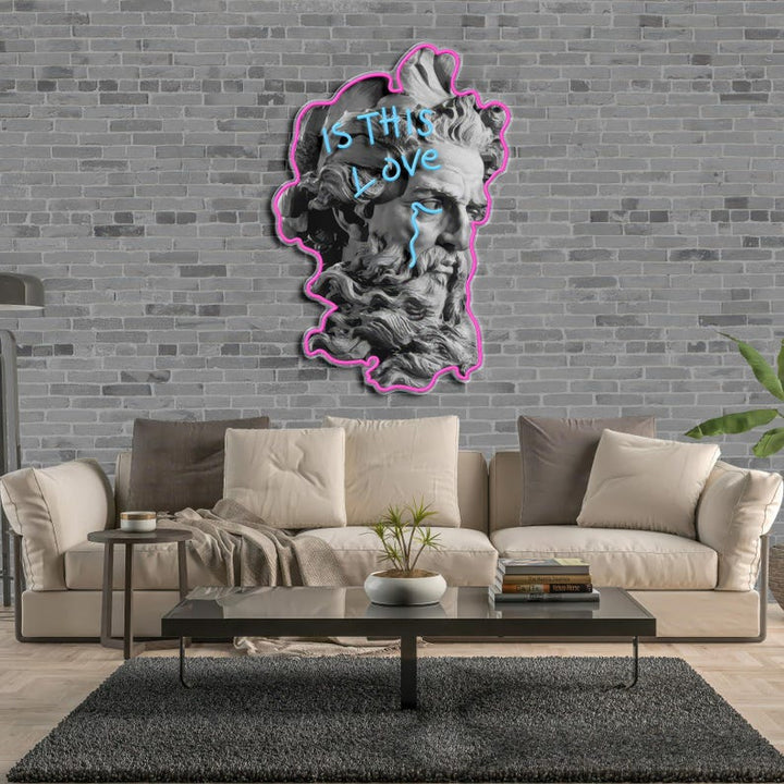 Is This Love UV Art LED Neon Sign by LEDNeons - a romantic neon artwork glowing under UV light