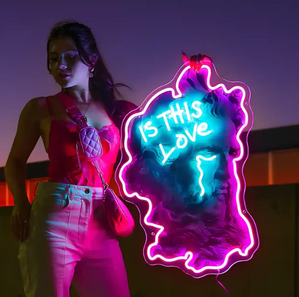 Is This Love UV Art LED Neon Sign with girl by LedNeons.com