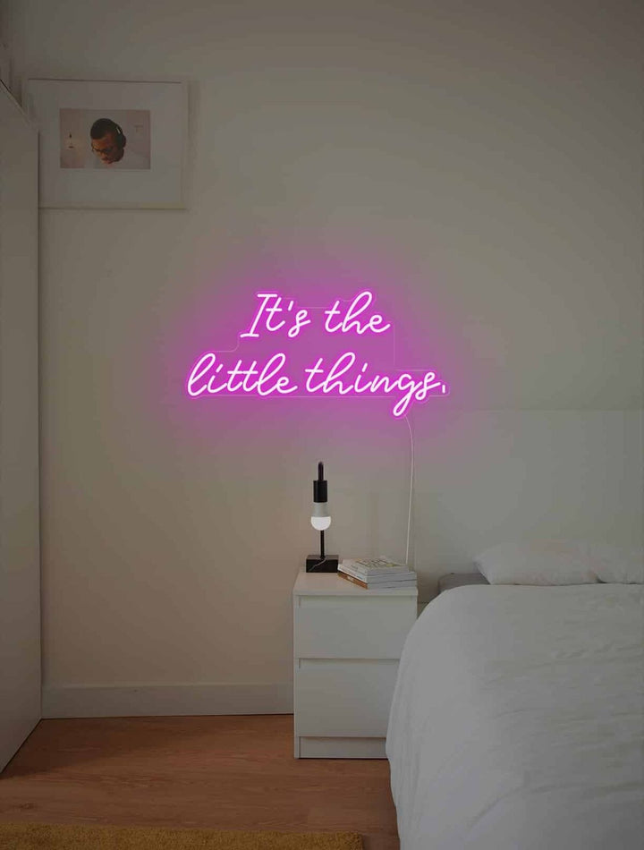 The Little Things LED Neon Sign glowing softly - minimalist inspirational wall décor by LEDNeons