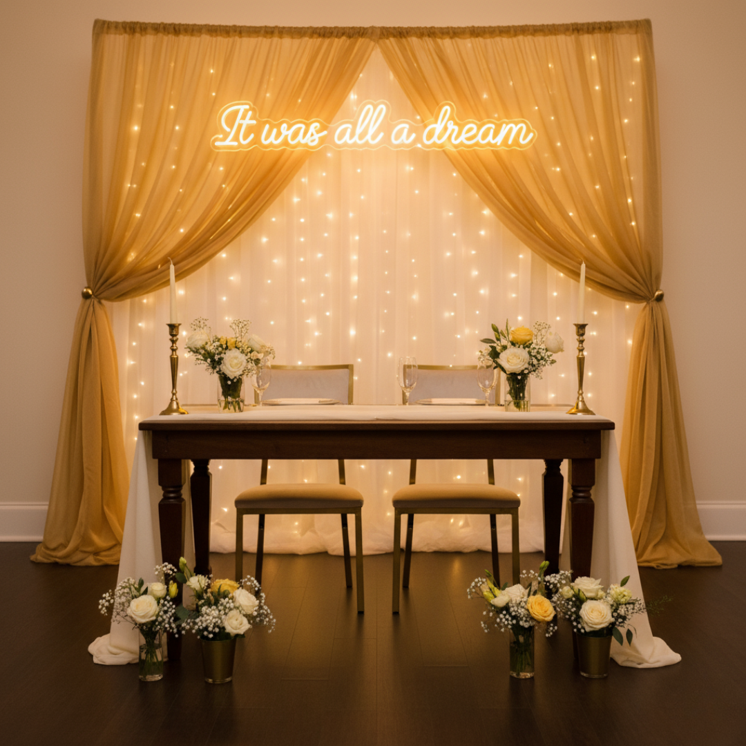 It was all a Dream Wedding LED Neon Sign by LEDNeons - Golden Theme 