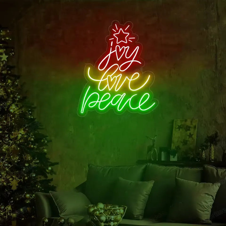 Joy Love Peace Merry Christmas Neon Sign by LEDNeon's - Celebrate the season with this festive "Joy Love Peace" neon sign.