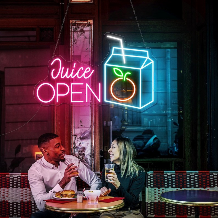Juice Open Business Neon Sign by LEDNeons -  Light Up your Shop With this glowing Neon sign 