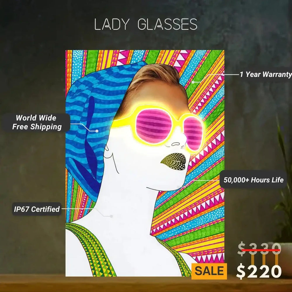 Lady Glasses UV Light Protection Specification by LEDNeons 