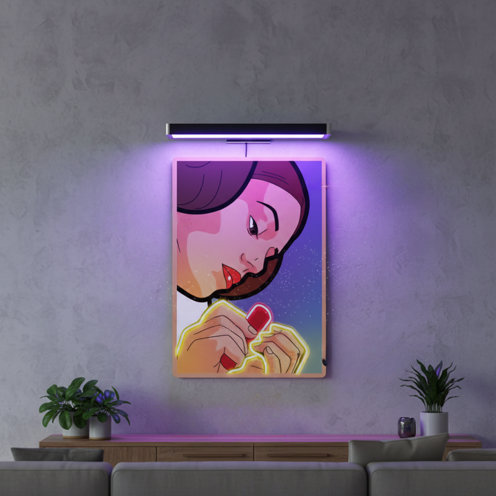Lady Nails UV Light by LEDNeons – stylish neon artwork featuring a woman showcasing manicured nails