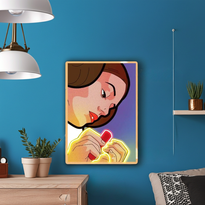 Lady Nails UV Light by LEDNeons – stylish neon artwork featuring a woman showcasing manicured nails