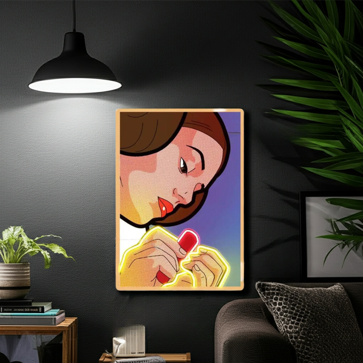 Lady Nails UV Light by LEDNeons – stylish neon artwork featuring a woman showcasing manicured nails